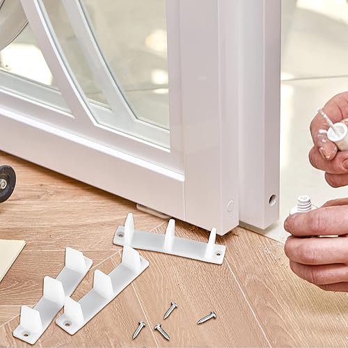 Miniatura 7 de Guía inferior de plástico para puerta corrediza de armario, guía de montaje en piso, guía de piso para puerta de derivación 4-316, blanco (15)