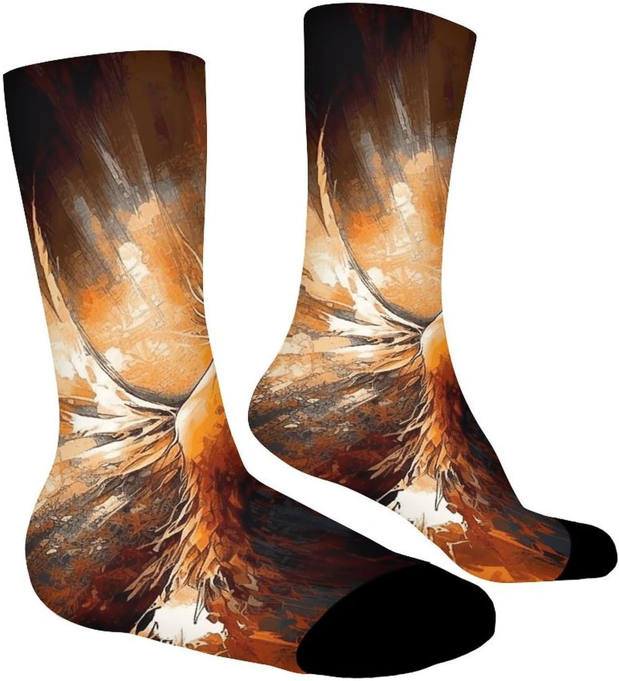 Moisture Wicking Socks, Breathable, Lightweight Crew Sock, Casual | Abstract Phoenix Work Socks for Women Men, Elastic Soft Boot Socks for Travel, Seamless