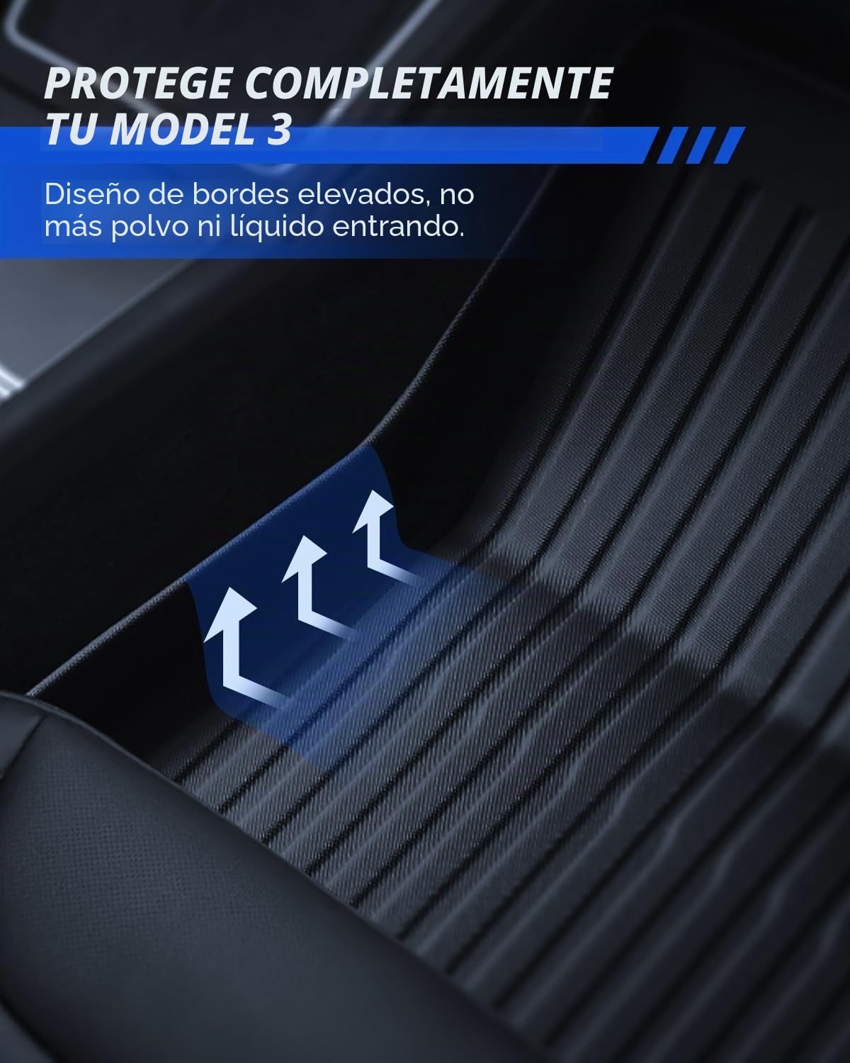 Alfombrillas 8 Piezas para Tesla Model 3 2024-2026 TPE para Todo Clima 3D con Borde Alto Antideslizante Impermeable Alfombrilla de Maletero y Respaldo para Segunda Fila de Asientos para Model 3