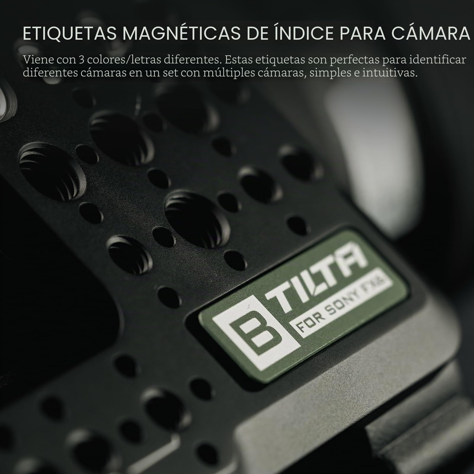 Tilta Placa de Montaje Lateral Compatible con Sony FX6, con Etiquetas de índice de cámara, 1/4"-20, 3/8"-16 con Puntos de localización y Zapata fría ES-T20-SMP