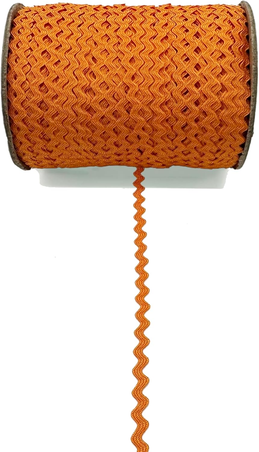 Orange 3/16" (5mm) Baby RIC Rac Trim – 24 Yards – Wavy Braid, Ideal for Sewing, Quilting, Hair Bows, Crafts