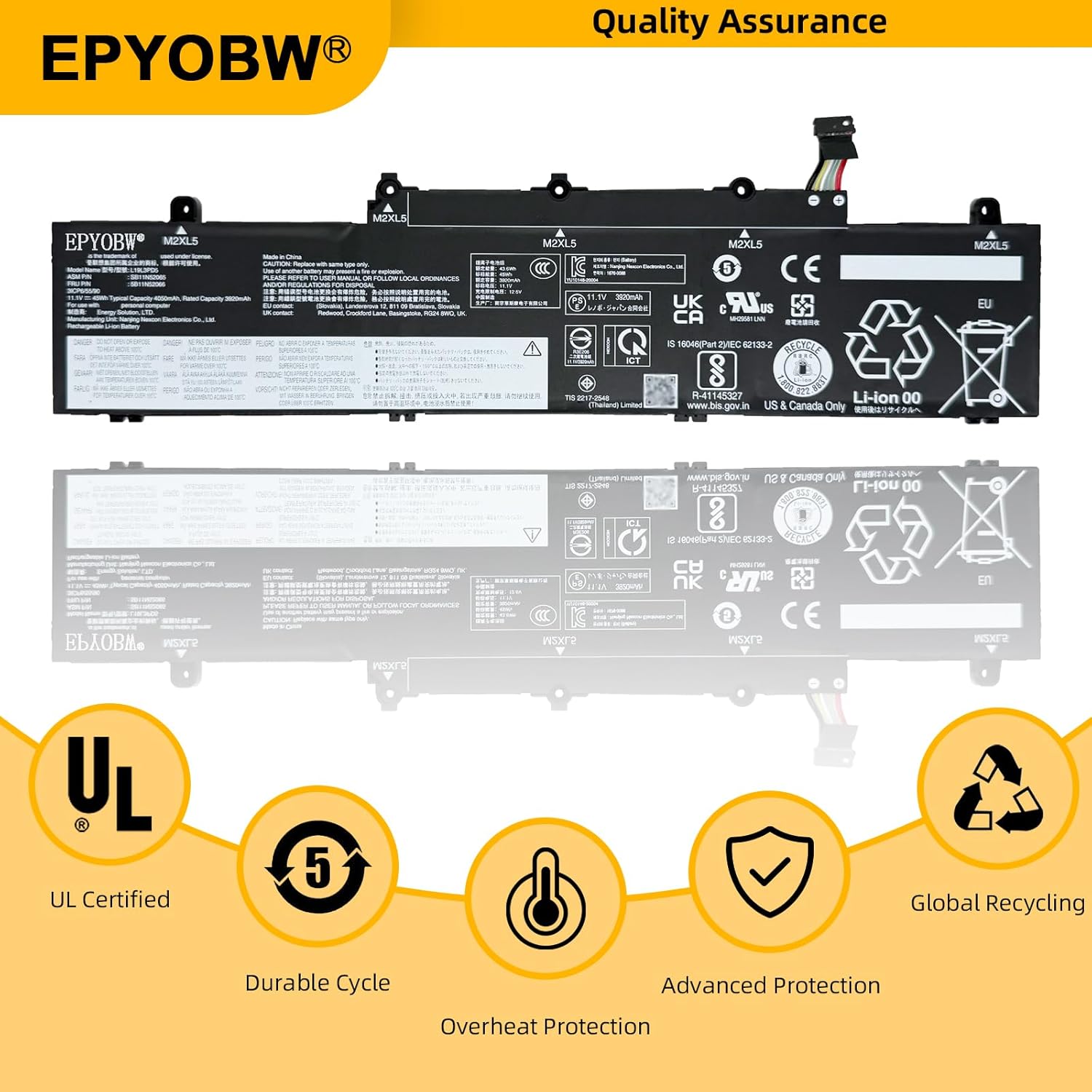 L19L3PD5 Laptop Battery 45Wh Compatible with Lenovo ThinkPad E14 / E15 Gen 2 Gen 3 Gen 4 Series L19C3PD5 L19M3PD5 L19D3PD5 L20C3PD4 L20M3PD4