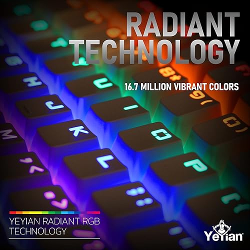 Miniatura 4 de YEYIAN Spark - Teclado mecánico para juegos, 87 teclas TKL RGB LED retroiluminadas de 16M, interruptores azules intercambiables en caliente,