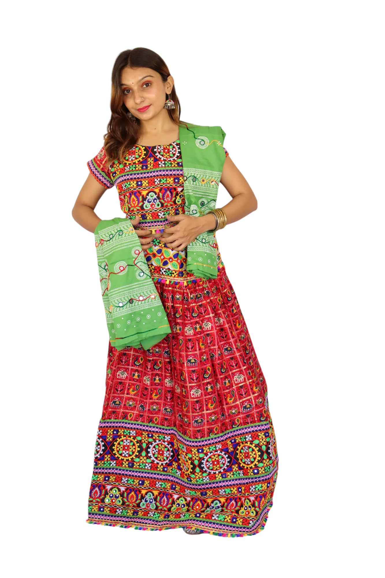 prijam Handicraft Traditional Women's chaniya choli Cotton Umbrella style with embroidery Heavy kutchi work P7 plain-picture-2