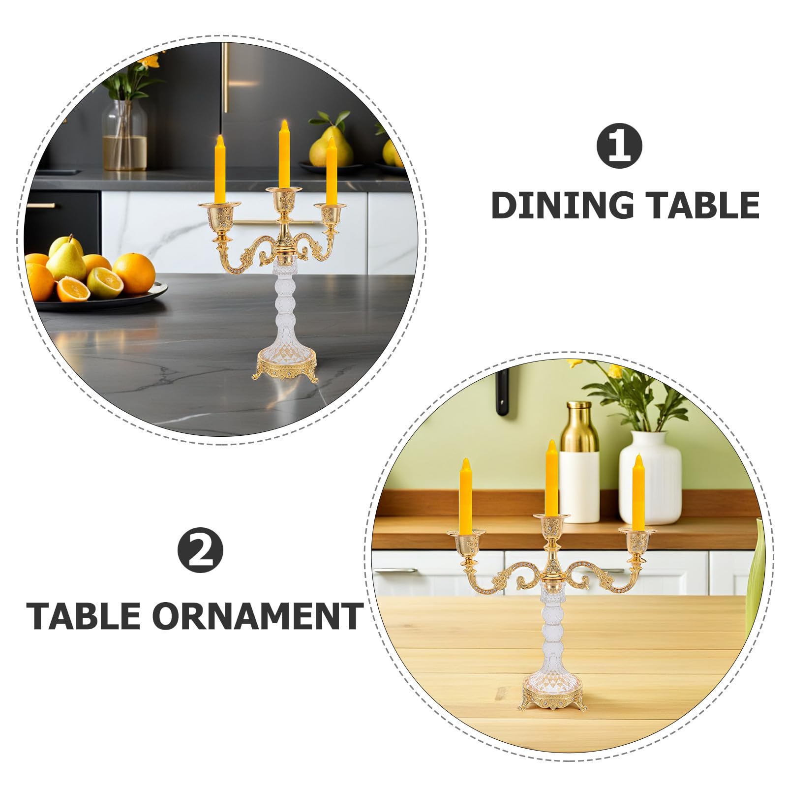 Cabilock Goldener aus Aluminiumlegierung und Glas 3 Armiger Kandelaber mit Romantischem Kerzenlicht zur Thanksgiving und Weihnachtsfeier für Festliche Tischdekoration