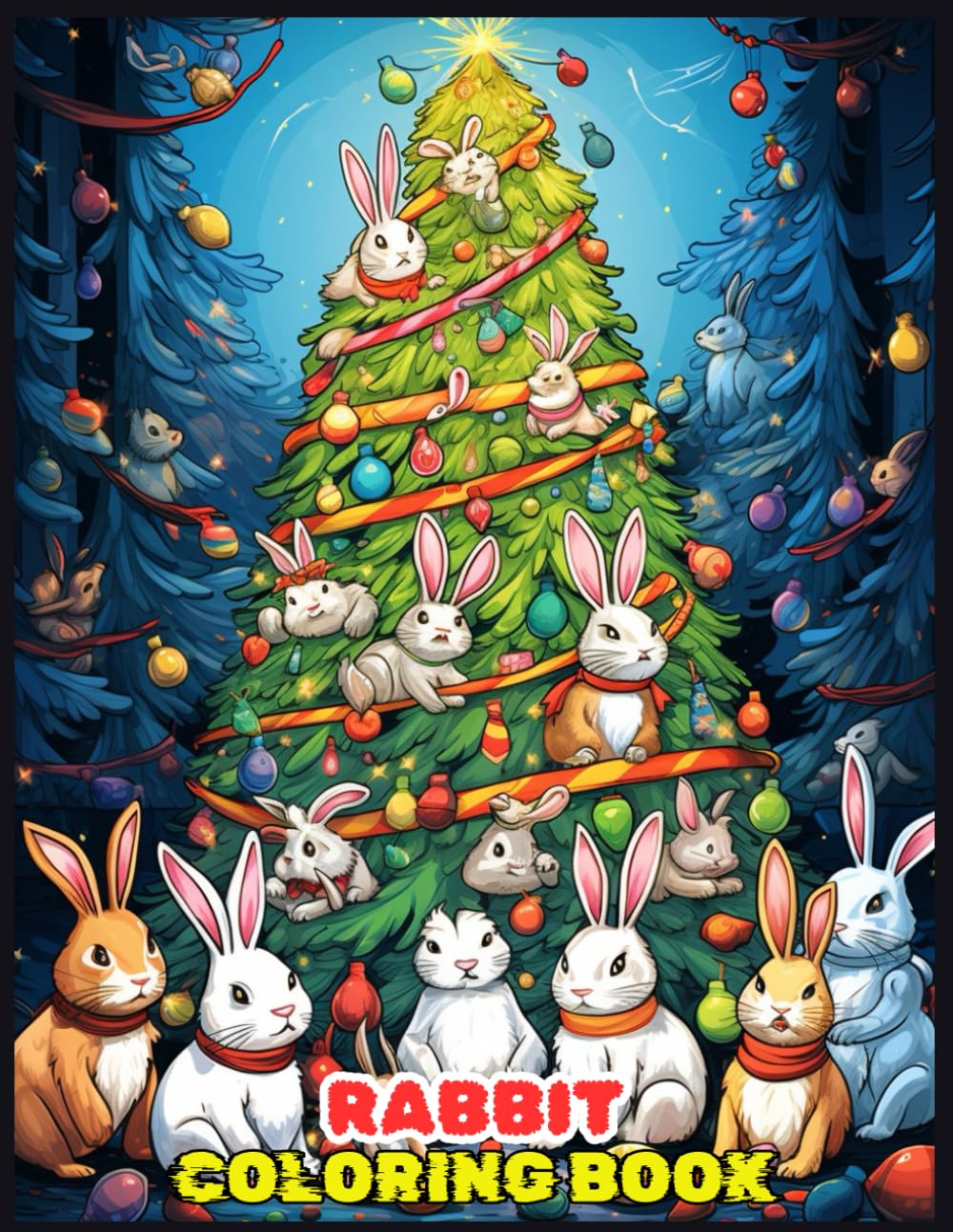 Christmas Rabbit Coloring Book: Adorable Rabbits Decorating a Gigantic Christmas Tree - Perfect for Relaxation and Stress Relief