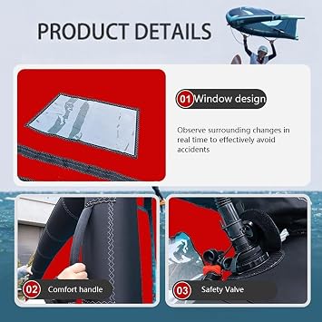 Inflatable Kites Wing Surfing,Handheld Foil Wing Kite,Portable Surfboard Sail,Inflatable Wing Surfing,for Wind Wing Foiling, Surfing Snow Ski Surfing Water Play