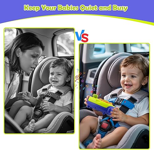 Miniatura 5 de Ayyomo Juguetes Montessori 3 en 1, autobús musical iluminado para bebés de 1 a 3 años, tabla de viaje por carretera para asiento de automóvil,