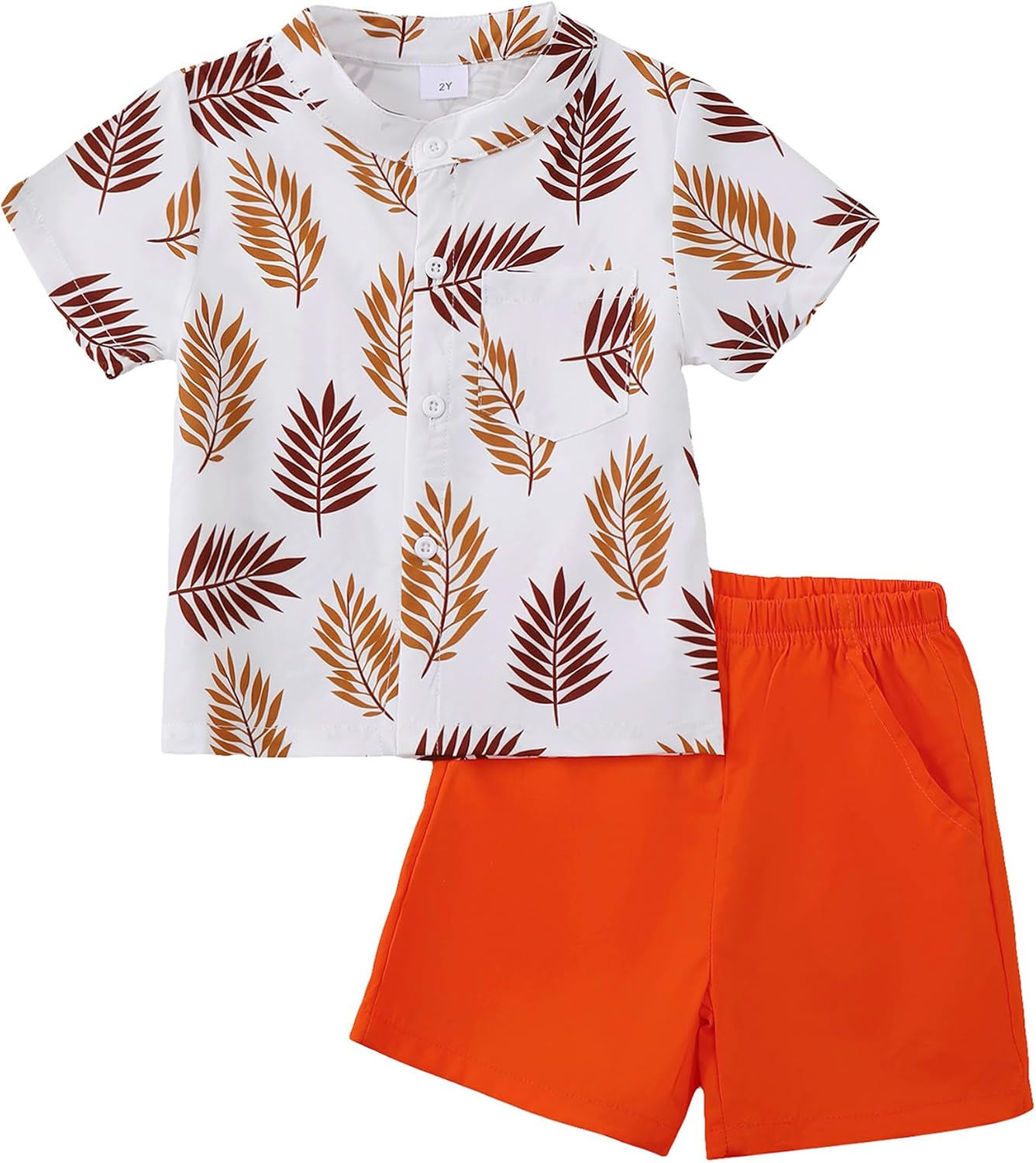 Jecson Toddler Boy Clothes Beach Boys Summer Outfits Short Sleeve Button Down Shirt and Elastic Waist Shorts Sets 12M-4Y