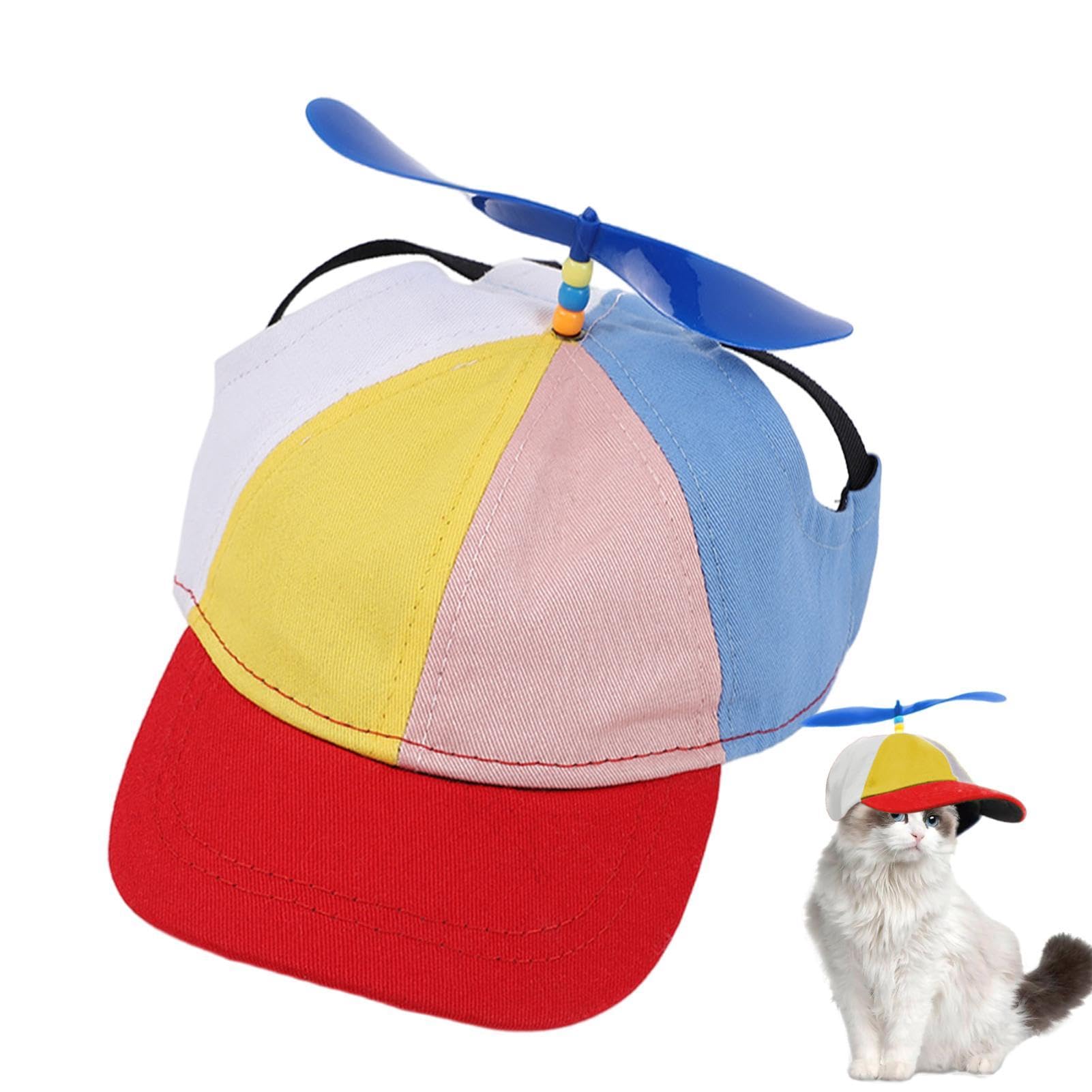 Fenytay Rainbow Propeller Hat For Pets, Funny Dog Baseball Hat, S/M/L Puppy Baseball Hat With Ear Holes, Adjustable Helicopter Top Hat, Dog Hat, Pet Hat, Baseball Hat For Walking, Sports, Travel