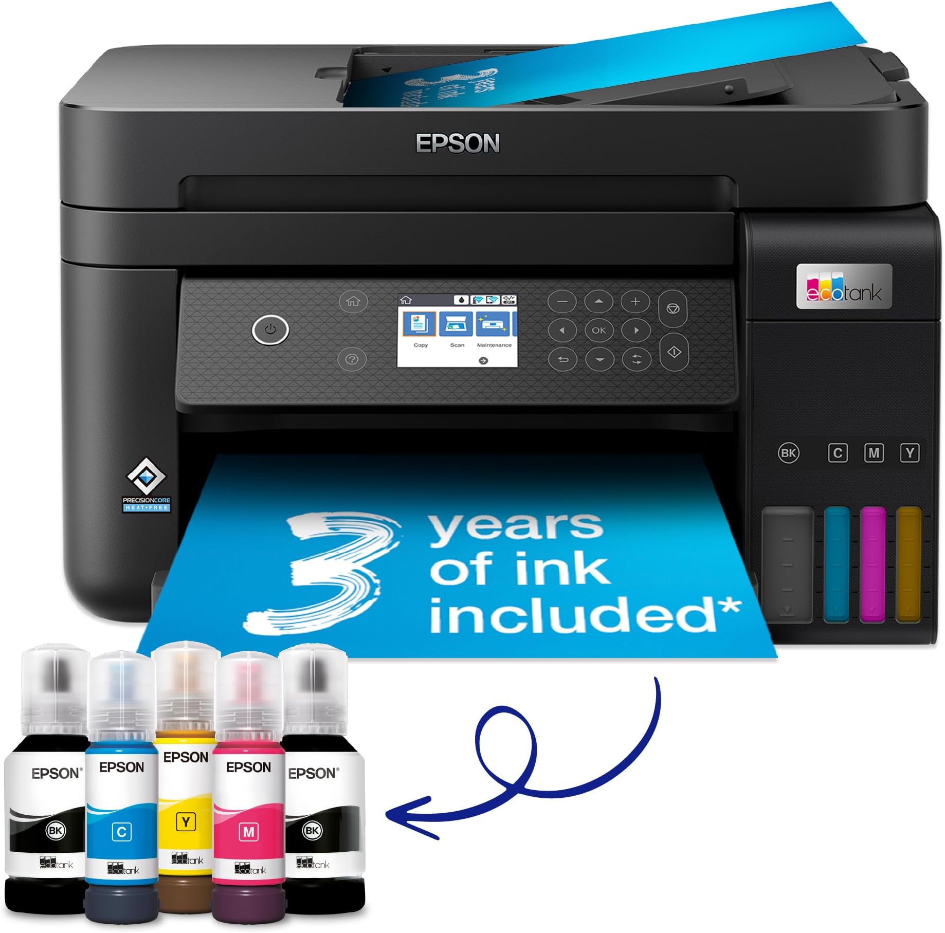 EcoTank ET-3850 A4 Multifunction Wi-Fi Ink Tank Printer, with Up to 3 Years of Ink Included