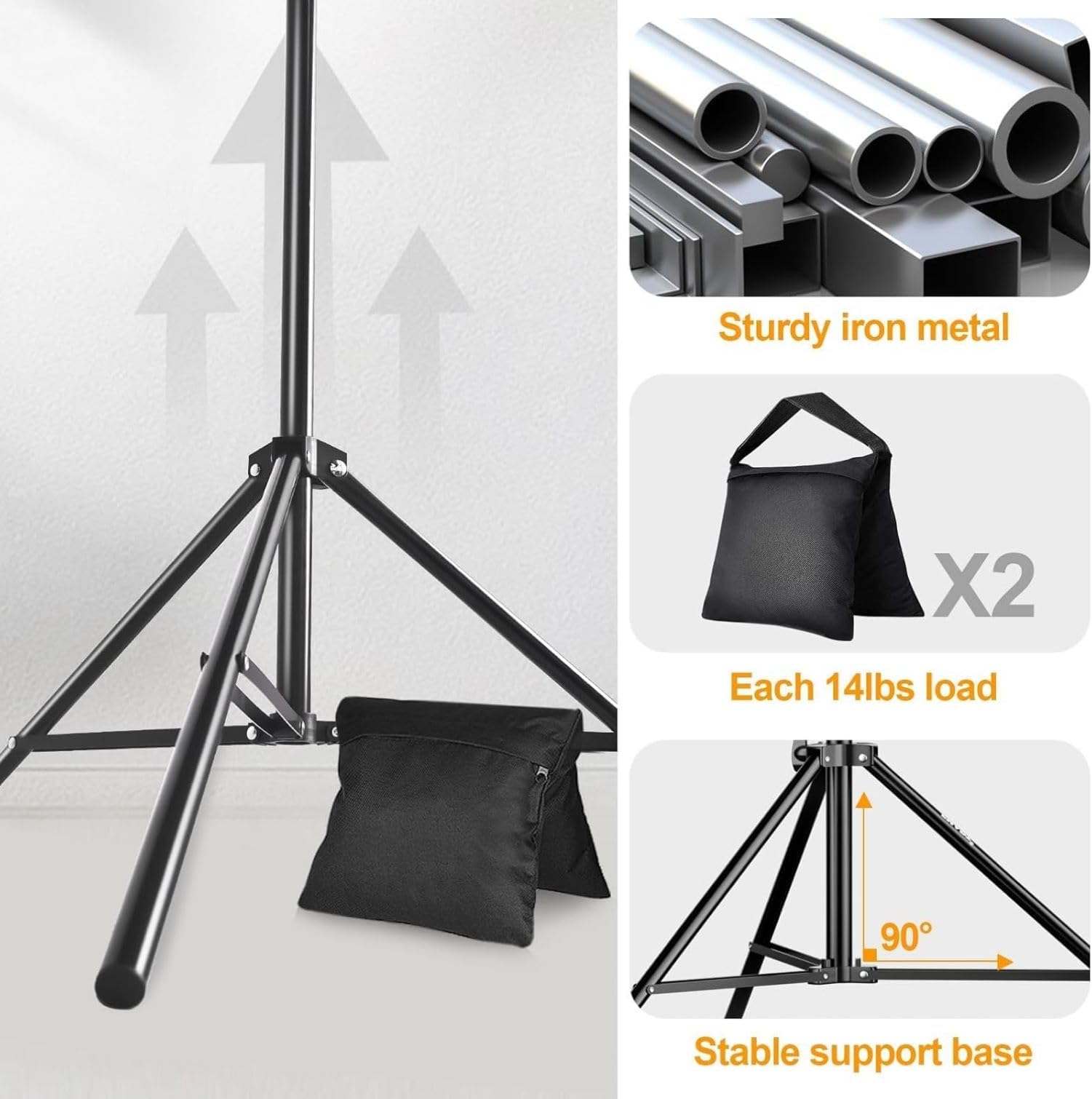 EMART Supporto di Fondo Fotografia 2,6 m x 3 m, Kit di Supporti di Fondale Regolabile per Studio Fotografico, Feste, Matrimoni