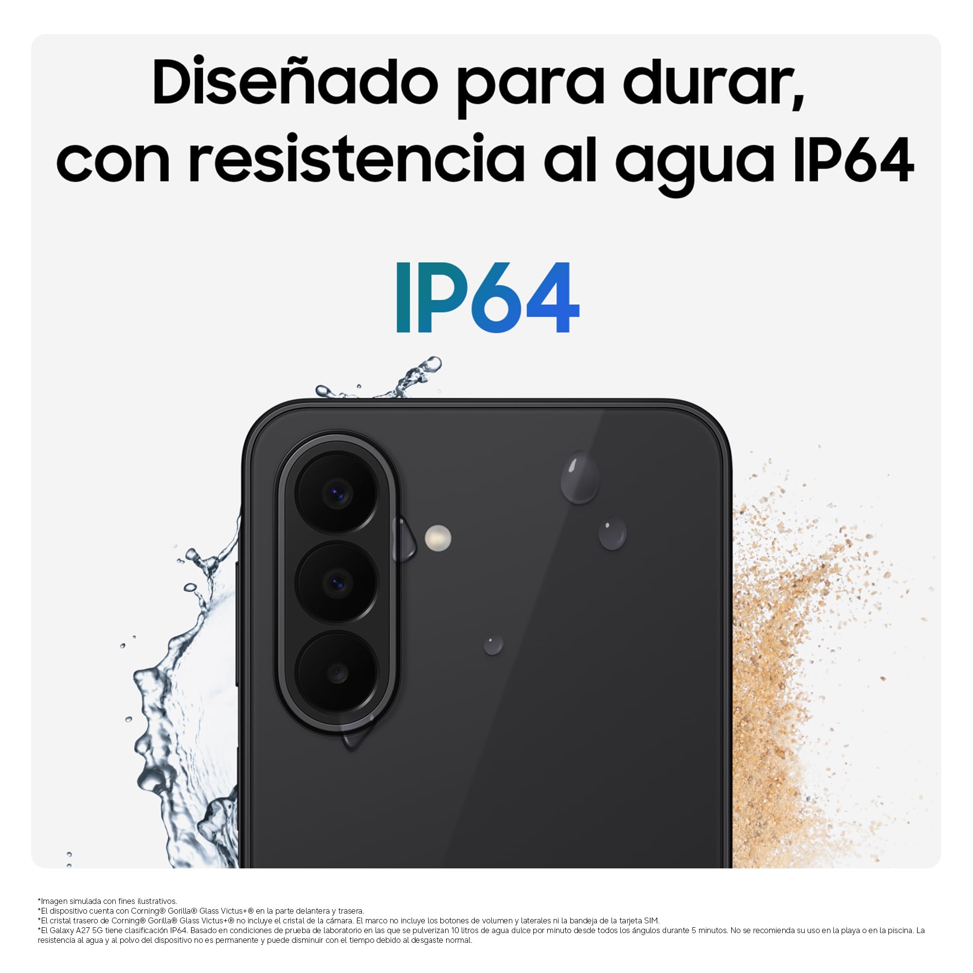 Samsung Galaxy A27 5G 128GB Teléfono Móvi con IA, Azul, Garantía 3+1 Años | Circle to Search, Borrador de objetos, Transcripción de voz, 3 Cámaras, IP64, Batería 5000 mAh, 6x OS upgrades