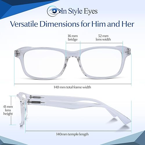 Miniatura 6 de In Style Eyes Lentes de lectura superfuertes de gran aumento, marco de plástico ovalado de borde completo, lente no polarizada, 4.50-7.00