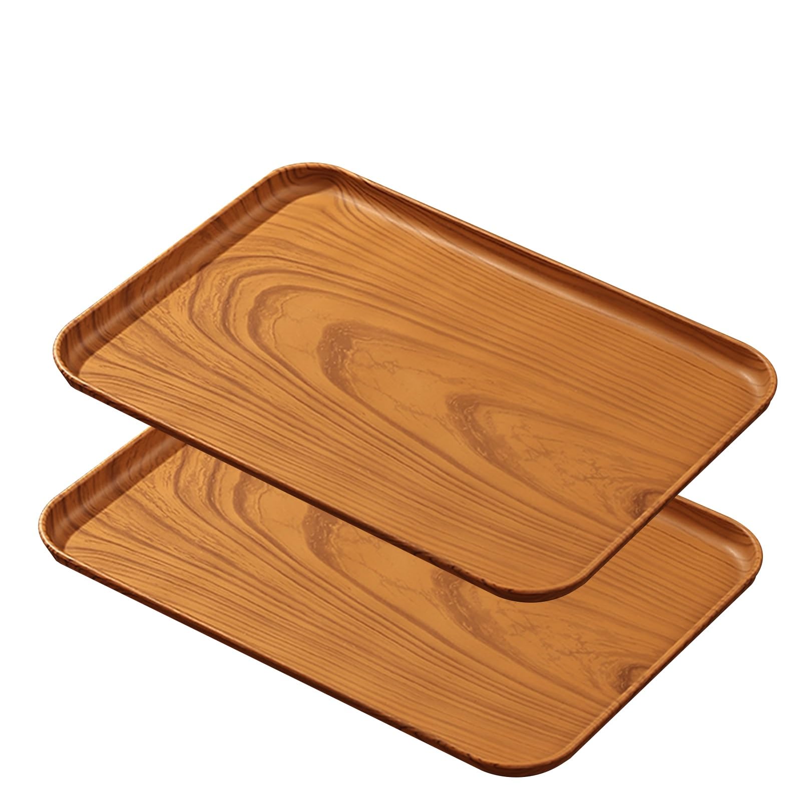 Juego de 2 Bandejas Decorativas, Bandeja Plastico, Resistentes, Impermeables y Duraderas, de Plástico, Apilables y Rectangulares(Yellow,35x50x1.5CM/13x20x0.6IN)