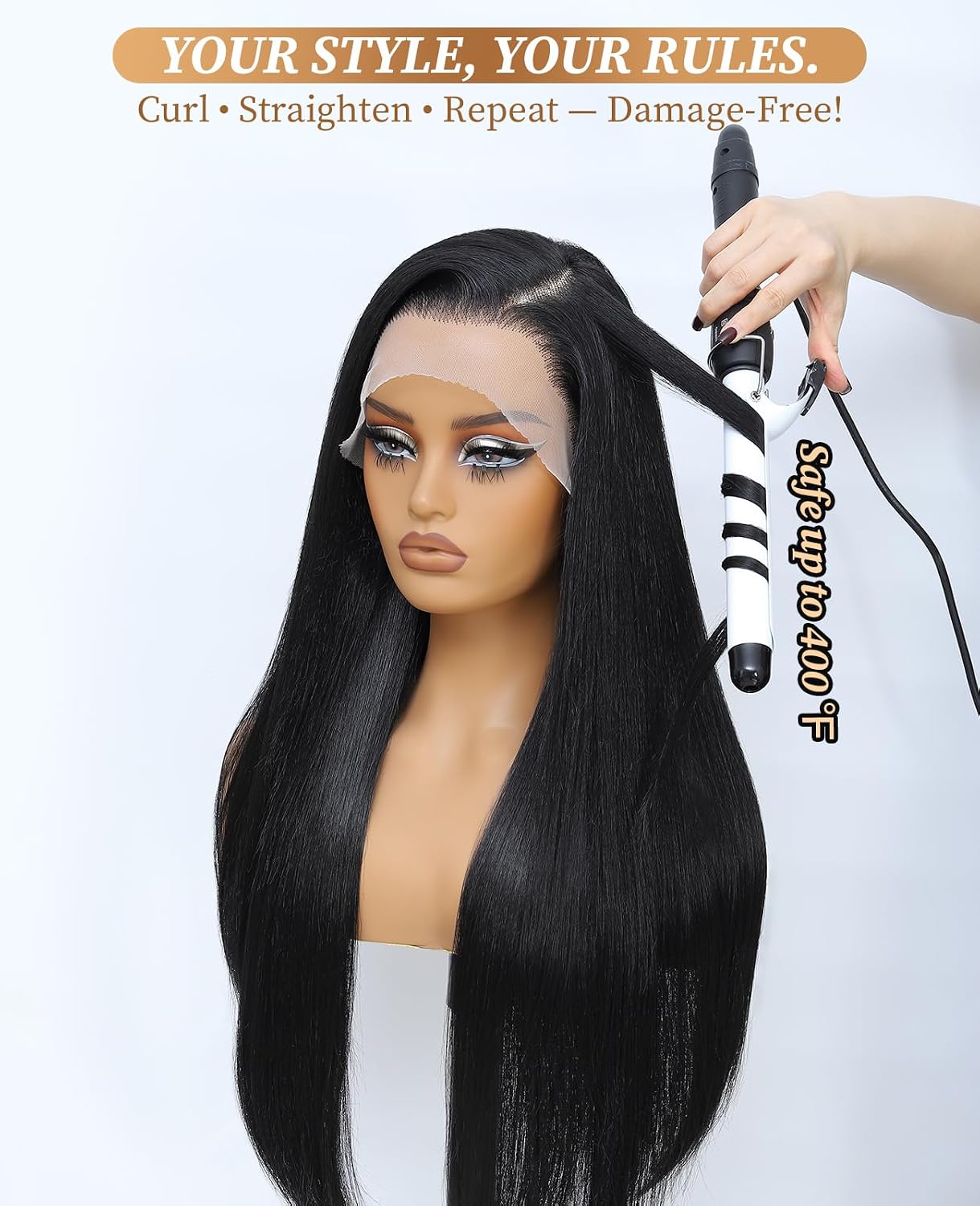 Latasha Ginger Synthetic Lace Front Wig for Black Women Orange Straight 13X6 HD Transparent Lace Frontal Wigs Pre Plucked Wear and Go Glueless Wigs for White Women 28 inch Long Wig