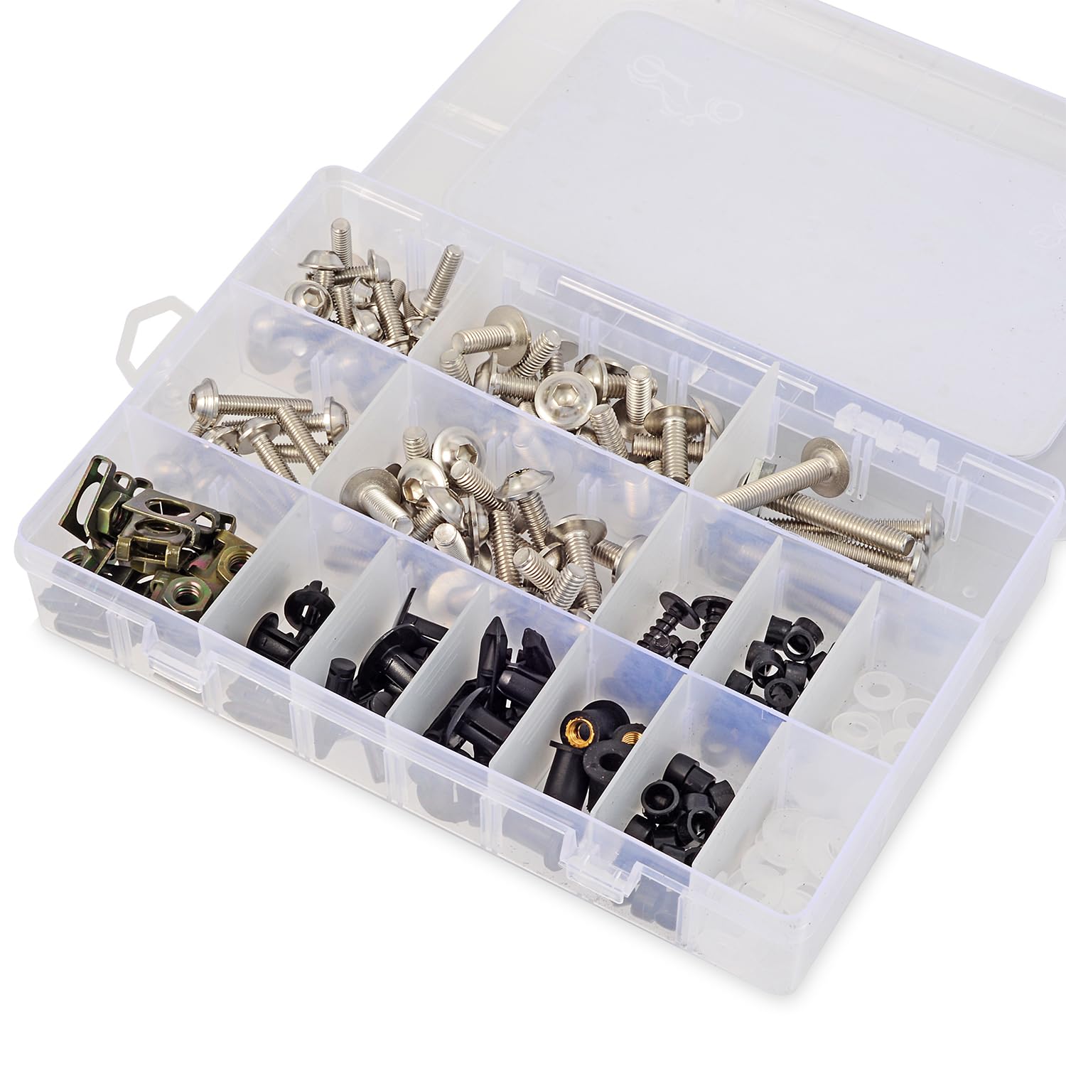 210PCS Motorcycle 304 Stainless Steel Fairing Bolt Kit M5 M6 Fasteners Fit for Kawasaki Suzuki Honda Yamaha Kawasaki Suzuki BMW (Silvery)