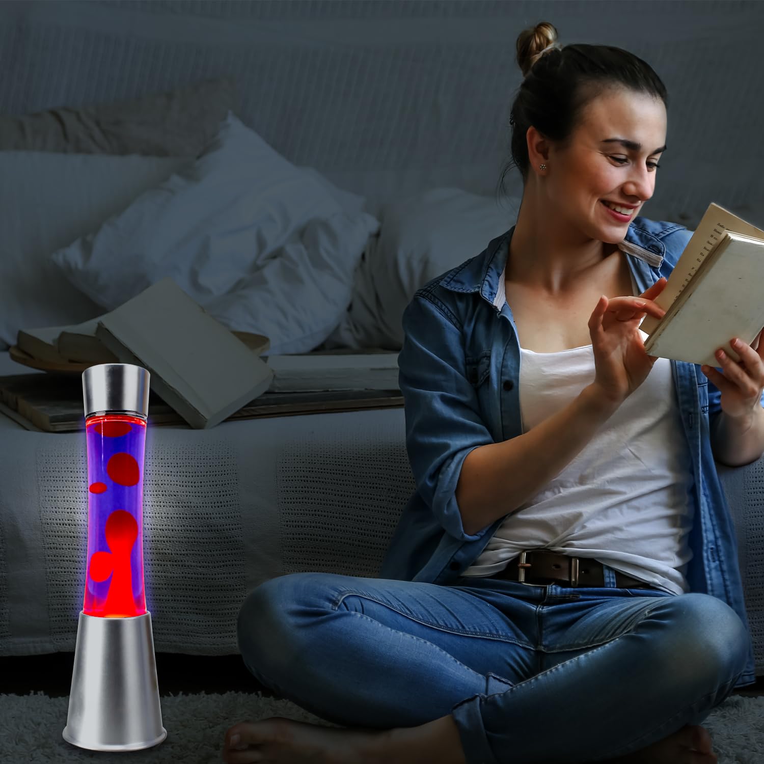 PARTY TOWN Lampa Lawowa Duża 38 cm Różowa i Fioletowa Akrylowa Idealna do Medytacji Sypialni Salonu Dekoracji Oryginalny Prezent Dla Dzieci i Dorosłych