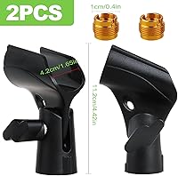 Vista 2 de Juego de 2 clips de micrófono ajustables universales, soporte de micrófono con adaptador de tornillo de 5/8 a 3/8 pulgadas para soporte, clips