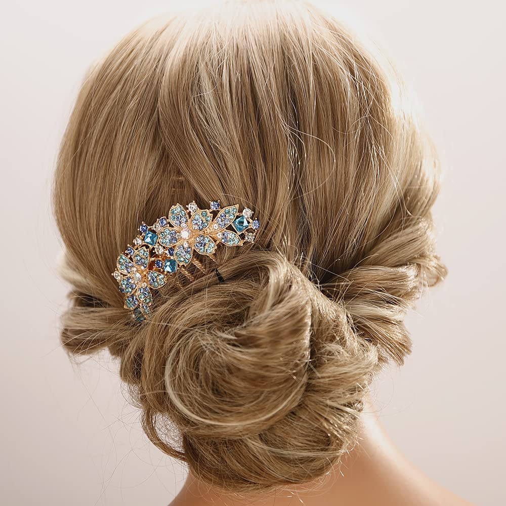 Amazon.com : Aimimier Double Flower Crystal French Hair Comb  display picture 1