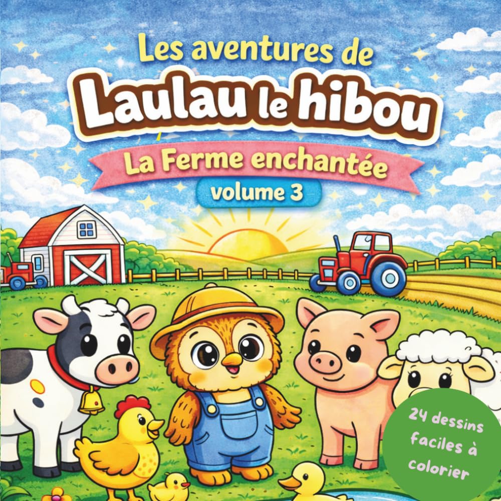 Les aventures de Laulau le hibou: La Ferme enchantée volume 3 - 24 dessins faciles à colorier (Les aventures de Laulau le hibou : Coloriage / Cherche, trouve et colorie)