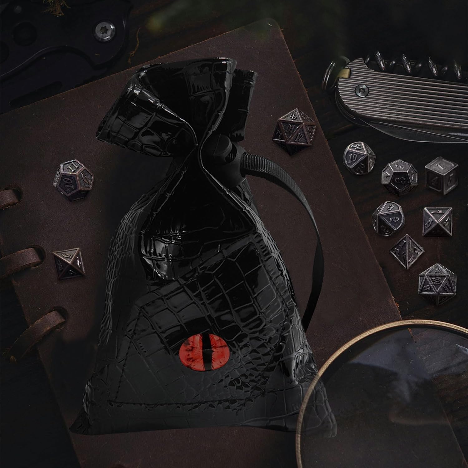 Knana 3Pcs Dragon Dice Bag Leather Dice Bags - DND Dice Bag Leather Dice Pouch