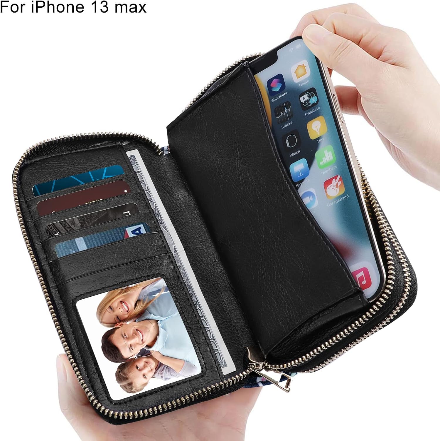 Cellphone Wallet for Women Dual Zipper Long Purse with Removable Wristlet - Image 2
