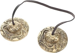 Tibetan Tingsha Cymbals Brass Meditation Bells Embossed Dragon Symbols for Yoga Mindfulness and Sound Healing for Meditation Practices