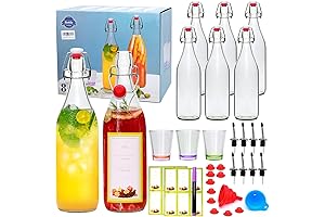 Accguan 16oz Glass Bottles with Airtight Lids for Kefir, Beer, and More