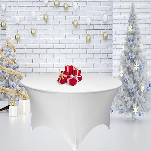 Miniatura 2 de WWXBDY Paquete de 4 manteles redondos elásticos de 60 pulgadas, 5 pies, de elastano, para bodas, Halloween, Navidad
