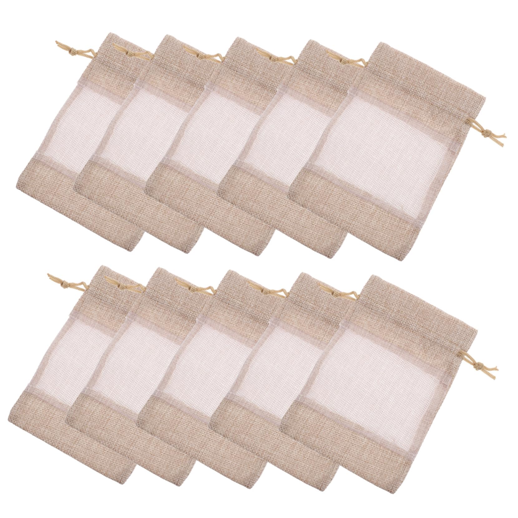 TOPPERFUN 10pcs Mesh Drawstring Storage Bags Clear Window Portable Organizers for Jewelry Candy Makeup and Travel Lightweight Compact and Easy to Use