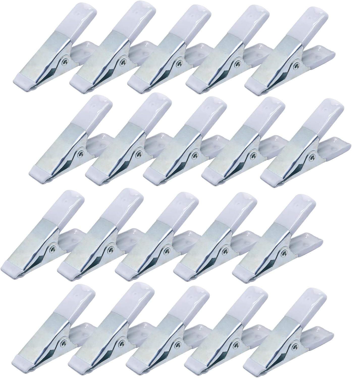 20 Pcs Small Spring Clamps 2 Inch, Heavy Duty Clamps for Backdrop, Small Clamp with PVC Plastic Coated Handle, Perfect For Woodworking, DIY, Crafts, Photography (White)