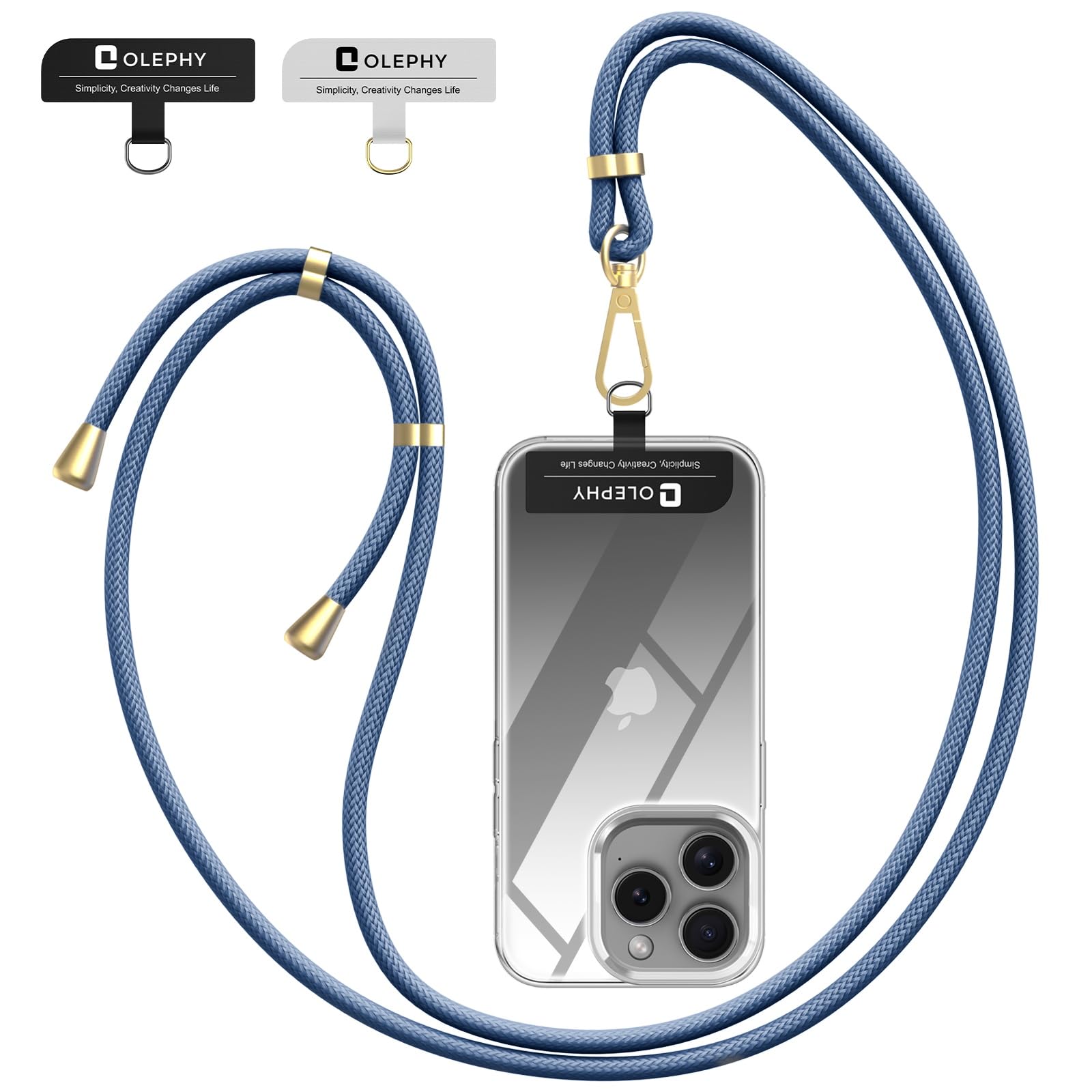 OLEPHY Handykette Universal zum umhängen mit 2 Stück Pad, | Einstellbar Handyband mit jeder Hülle kombinierbar, Schlüsselband Kette zum Umhängen,