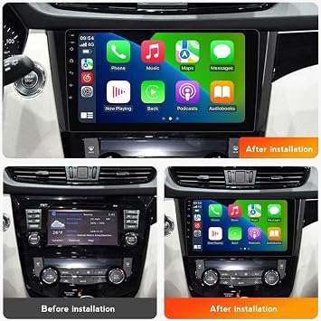 for 2014-2017 Nissan Rogue Radio Update Car Stereo Replacement Head Unit with Carplay & Android Auto 8-Core 2+32G 10-Inches QLED Touch Screen