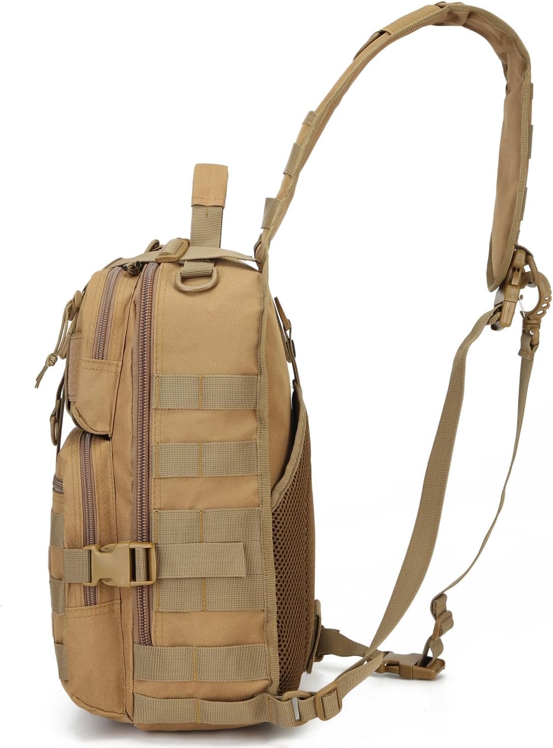 Tactical Sling Bag Backpack, Military Rover Shoulder Pack, EDC Molle Assault Range Bag for Men (Khaki) - Image 4