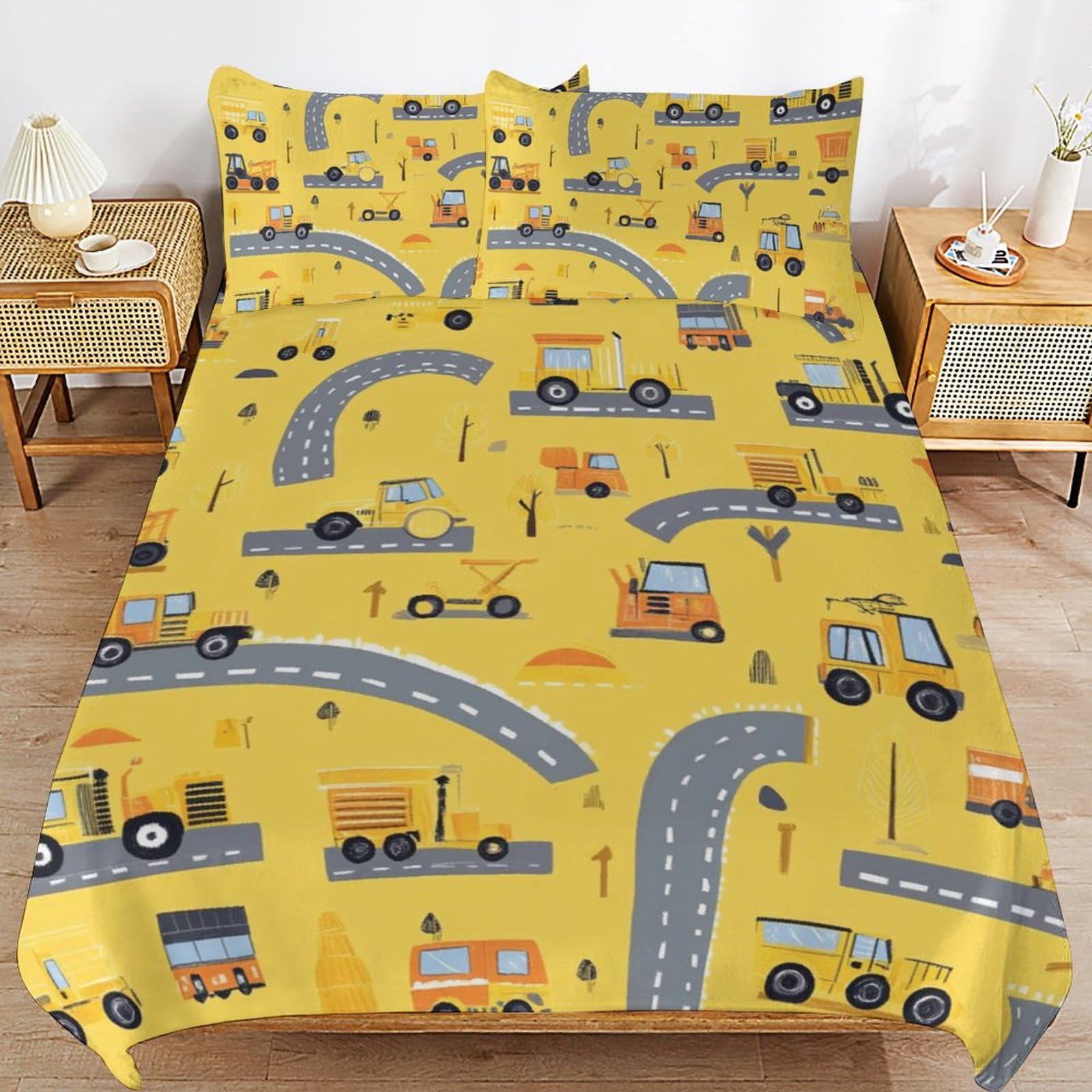 Parure de lit tracteur housse de couette 200x200 zippée pour en finir avec le lit défait