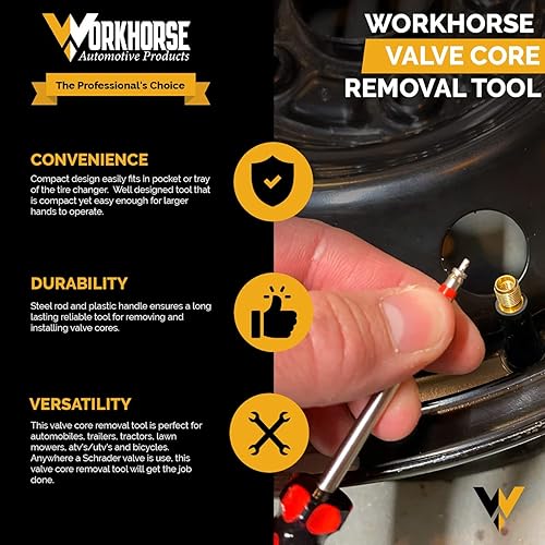Miniatura 4 de Workhorse Automotive - Núcleos de válvula de alta temperatura de alta temperatura, paquete de 100 unidades y herramienta de extracción de núcleo de