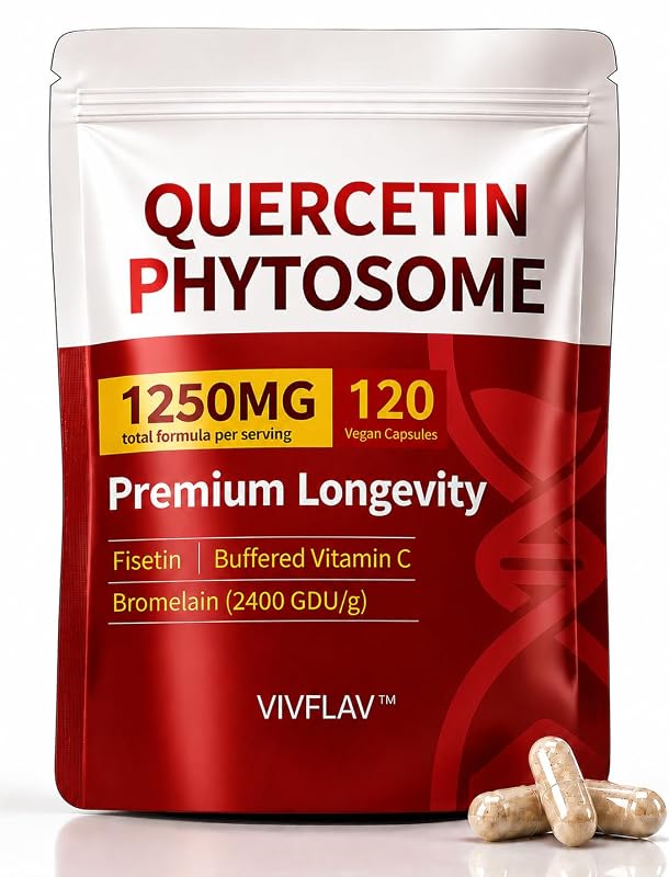 Vivflav Suplemento de Quercetina Fitossoma 500 mg com Fisetina, Bromelaina e Vitamina C 120 cápsulas