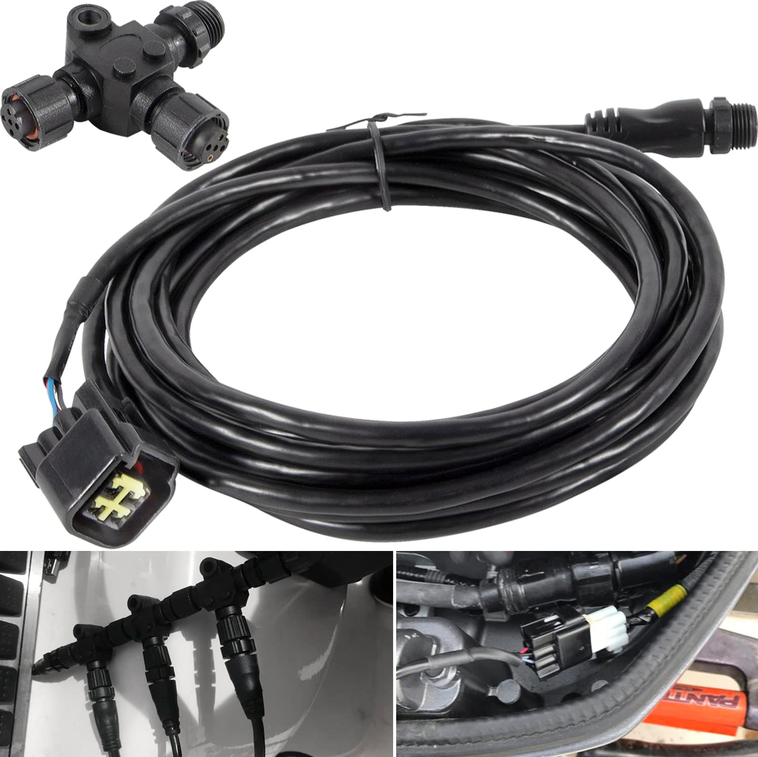 Camoo for Yamaha Engine Interface Cable NMEA2000 Connection with T Connector for Yamaha 2006 & Newer, Replace # 000-0120-37, 3004.6865-4.5 m (15 ft)