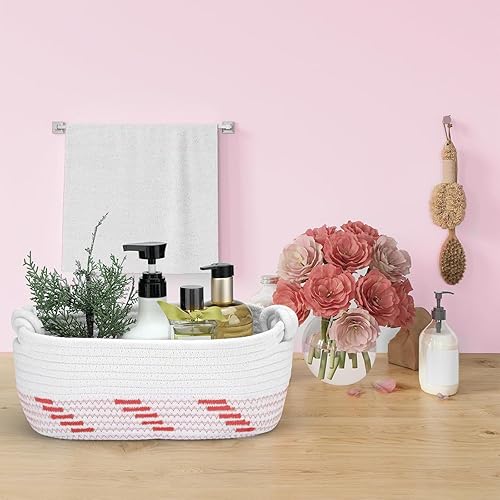 Miniatura 10 de Followarm Canastas pequeñas tejidas para almacenamiento, cestas de almacenamiento de papel higiénico de 14 x 5.5 x 6 pulgadas para organizar