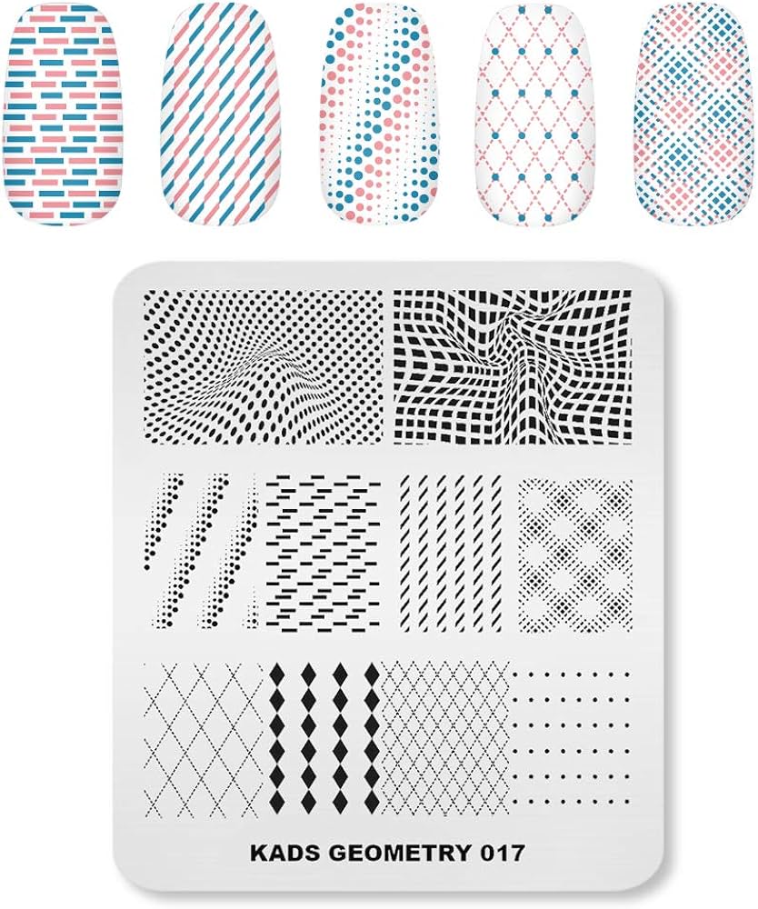 Amazon | KADS ネイルプレート ストライプ チェック スタンプネイル