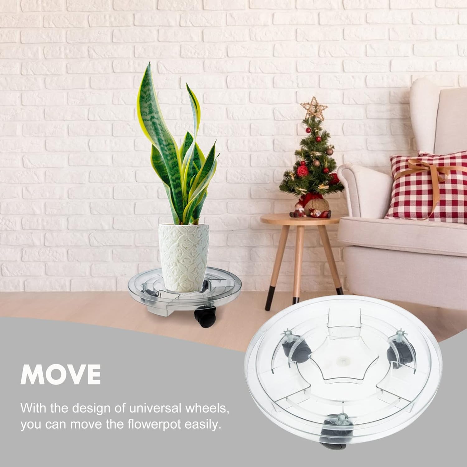 BESPORTBLE Movable Rolling Plant Stand Wheels Plastic Flowerpot Tray for Garden Indoor Use Easy to Clean Heavy-Duty Design for Large and Potted Plants