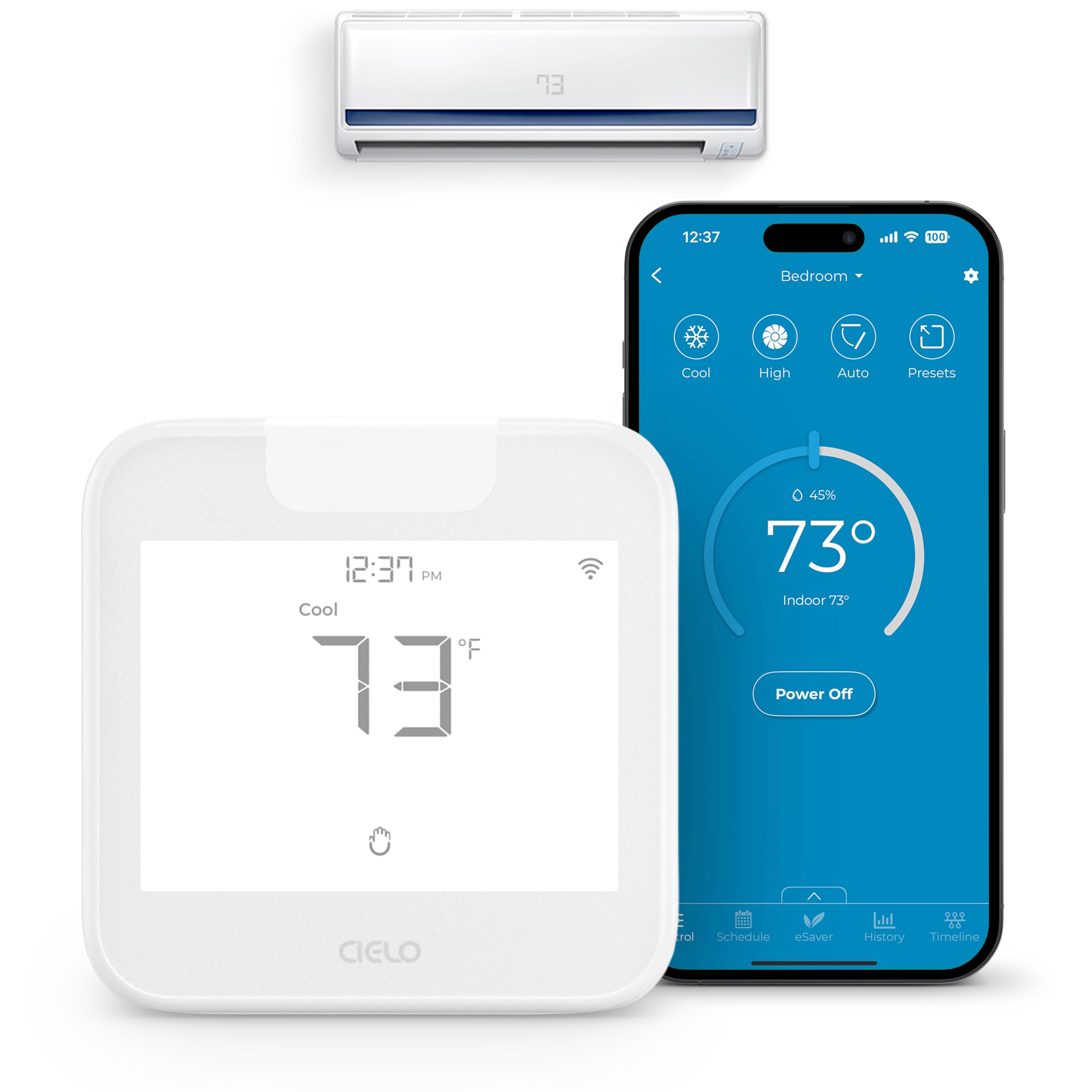 Breez Max Smart AC Controller | AHR Product of the Year WiFi Thermostat for Mini-Split, Window, Portable AC/Heat Pump | AI-Based Tech | Free App, No Subscription | Alexa, Google, IFTTT etc. (White)