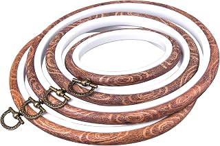 joybest 4pcs Embroidery Hoops Set - Imitated Wood Cross Stitch Rings, Circle & Oval Frames with Hanging Rings for DIY Crafts