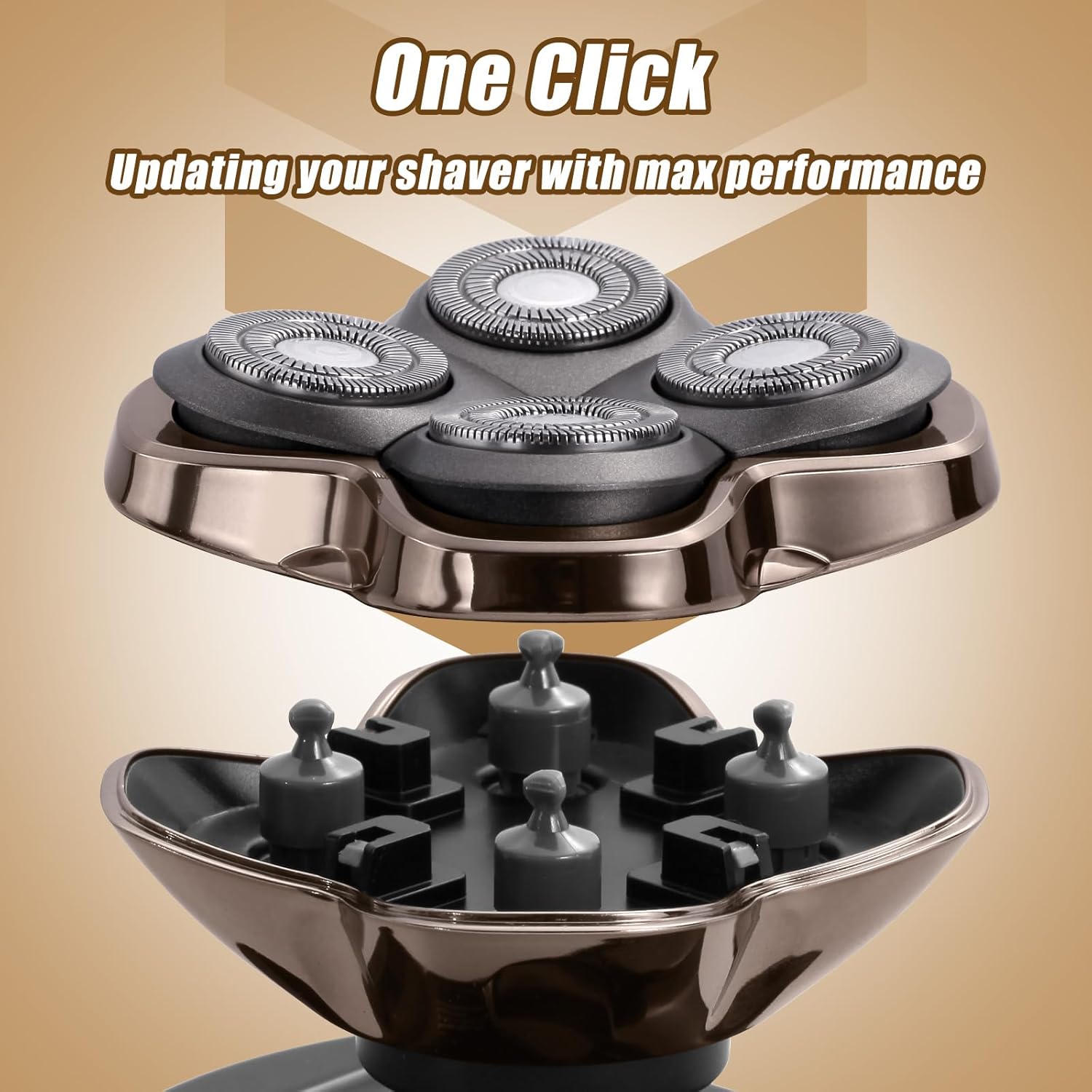 2 Pack PRO 4 Head Replacement Blades for Skull Pitbull, Palm & Butterfly Kiss Shavers - 4D Floating Rotary Heads for Close and Smooth Shaving - Japanese Stainless Steel Wet & Dry Shaving Blade Head - Image 2