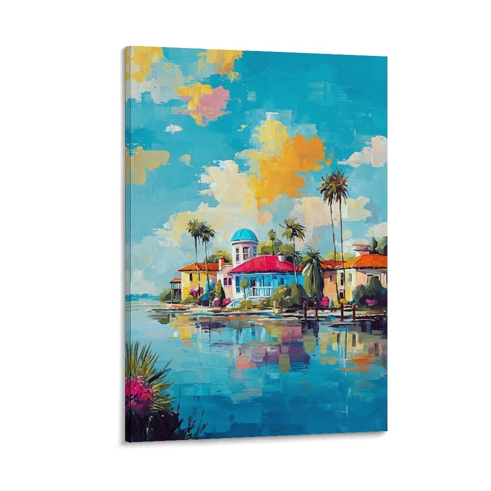 Melbourne Florida Posters 20x30inch(50x75cm) Vintage Watercolor Canvas Art
