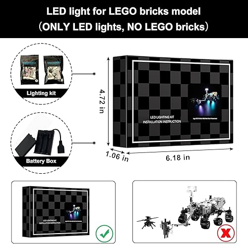 Miniatura 2 de Vaodest Luz LED para Lego 42158 Technic NASA Mars Rover Perseverance Set, diseño y configuración compatible con el modelo 42158 (solo luz LED, no
