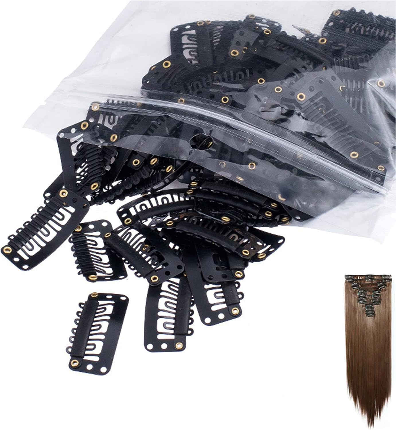 Hair Extension Clips, Metal Snap Clips for Hair Extensions and Wefts