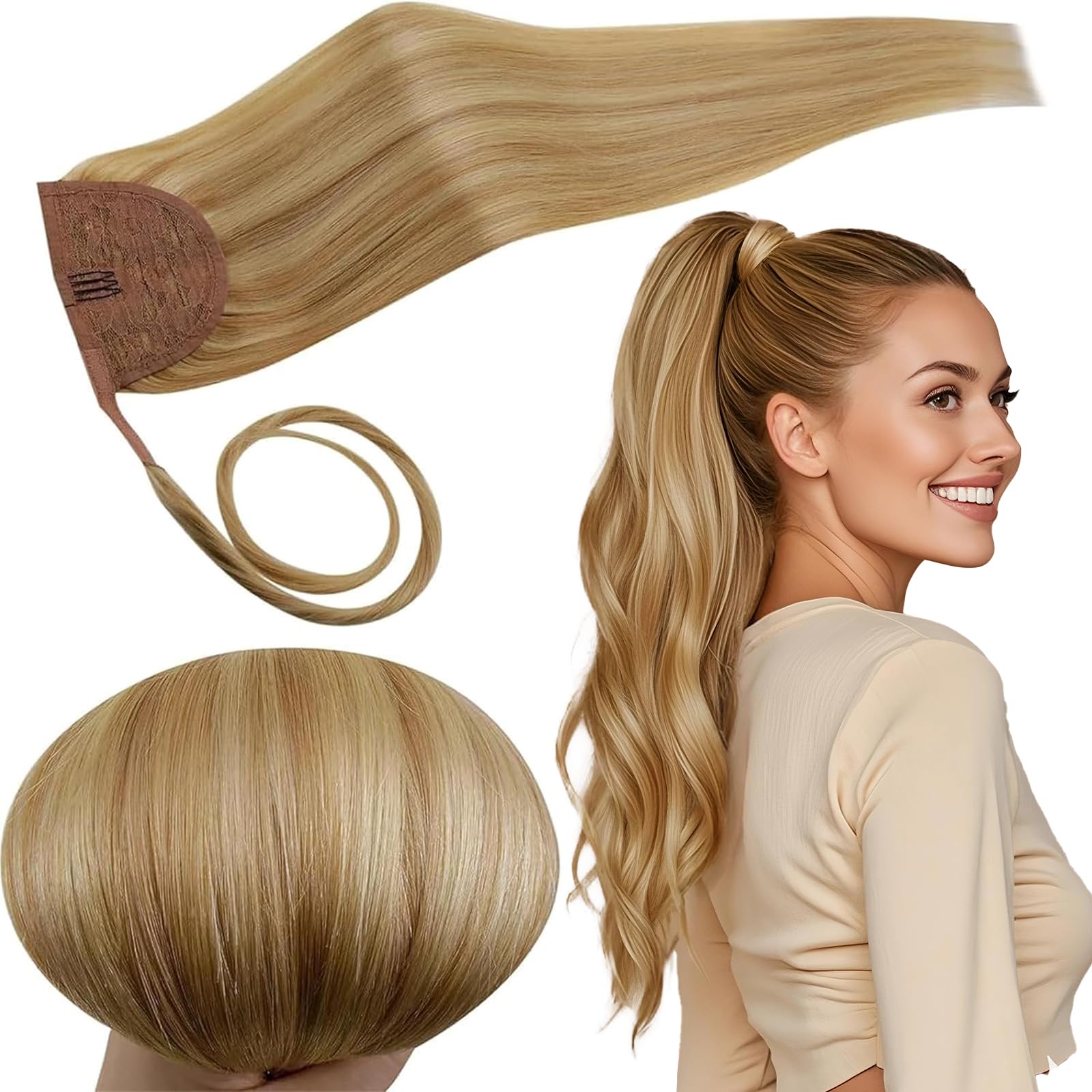RUNATURE Echthaar Zopf Echte Haare Ponytail Extensions Echthaar Haar Pferdeschwanz Extensions Echthaar