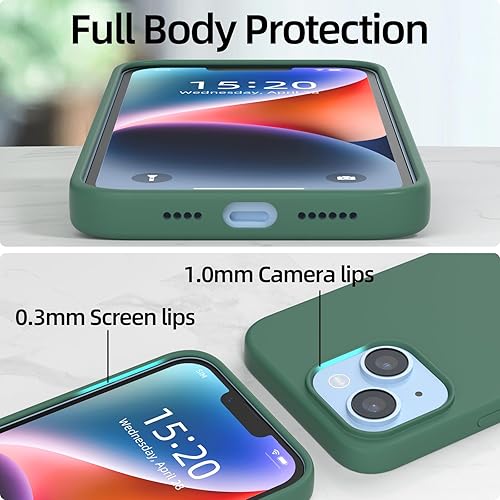 Miniatura 10 de JOOSKO Funda para iPhone 14 Plus, funda de silicona líquida, forro de microfibra suave antiarañazos, protección de cuerpo completo de grado militar,